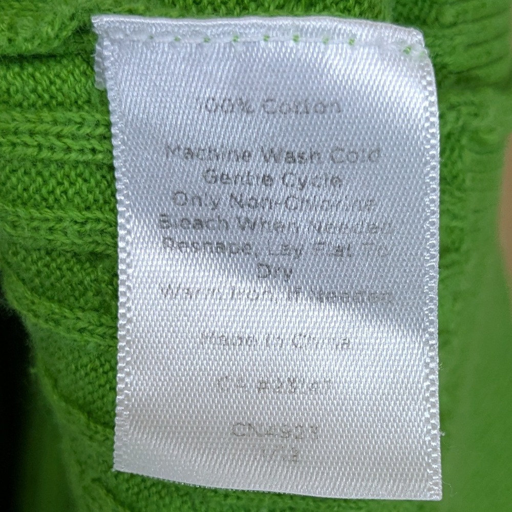 Talbots Preppy Green‎ Cable Knit V-Neck Cotton Sweater Womens Medium 3/4 Sleeve - Picture 4 of 7